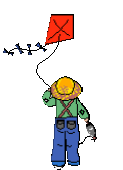 farmer flying kite 